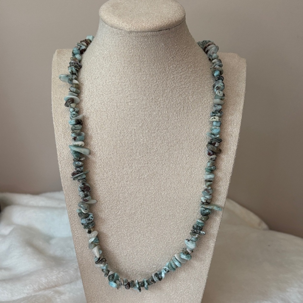 32” Chip Natural Larimar Necklace